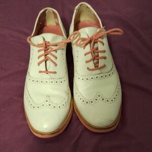 White and hot pink Cole Haan Oxfords